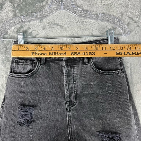 PacSun High Rise Straight Leg Jeans 25 Faded Black Gray Distressed 90s Grunge - Picture 11 of 15